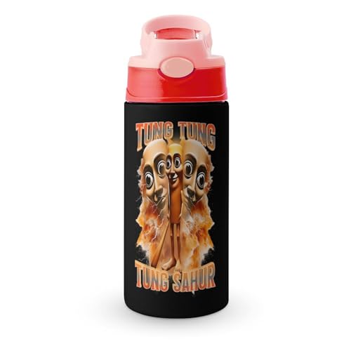 トゥントゥントゥンサフール イタリアンブレインロット 水筒 子供用 グッズ マグボトル 350ml 直飲み ストロー付き ワンタッチ 魔法瓶 男の子 女の子 ステンレス 保温保冷 おしゃれ アニメ 通園 通学 小学生 プレゼント