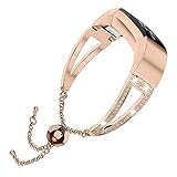 Wearlizer Compatible Fitbit Alta and Alta hr Bands for Women Fit bit Bracelet Metal Silver Rose Gold Black Pink Metal Replacement Wrist Band Accessories Straps Bangle (Rose Gold)