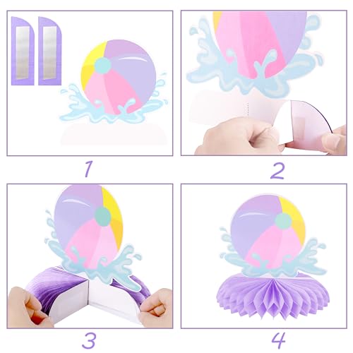 Image of 11pcs Summer Pool Party Honeycomb Centerpieces Hello Summer Party Centerpieces for Table Pink Summer Theme Party Decorations for Girls Birthday Party Baby Shower Supplies