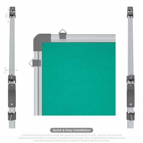 Image of Scholar Art Metis 4x5 Feet Fabric Pin Board for Office, Home & School | Vibrant & Versatile Crape Cloth + High Density Soft Board for Pinning Photos, Sticky Notes & Reminders (Emerald Green)