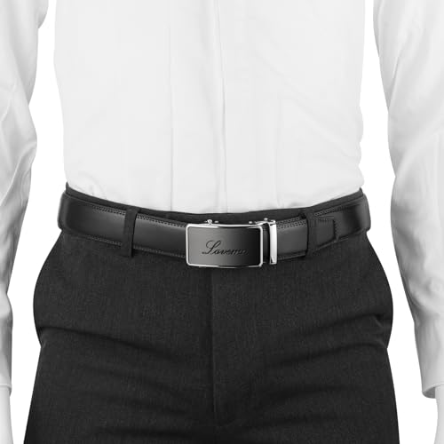 Image of Men's Real Leather Ratchet Dress Casual Belt, Cut to Exact Fit,Elegant Gift Box
