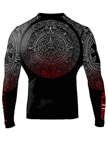 Raven Fightwear Men's Aztec Ranked Rash Guard MMA BJJ Black Large