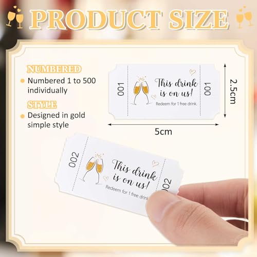 Zonon 500 Pieces Drinks Tokens This Drink is on Us Tickets Wedding Tickets Roll Events Tokens for Weddings Parties for Beverage Party Supplies(Fresh Style) - Image 2