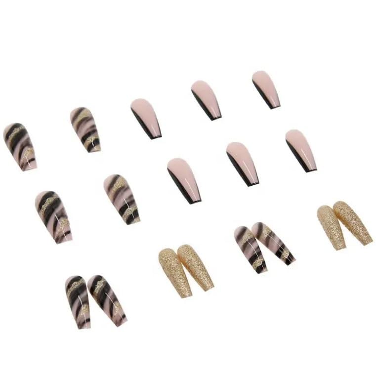 Image of Fashionharbour 24 Reusable Artificial Fake Nail Set| Lightweight & Long Lasting| Easy To Use| Quick Fix For Festivals & Special Occasions (w080)