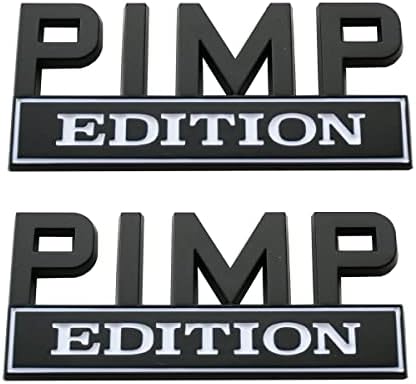 Mactoom Pimp Edition Metal 3D Logo Emblem Badge Decals,Car Side Fender Rear Trunk Sticker Letters,2pcs (Black White)