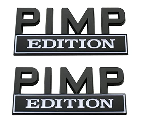 Mactoom Pimp Edition Metal 3D Logo Emblem Badge Decals,Car Side Fender Rear Trunk Sticker Letters,2Pcs (Black White) #TOP2
