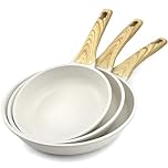 GiPP Nonstick Skillet Frying Pan Set,White Granite Non Stick Pans,Omelette Pan with Heat-Resistant Handle,Compatible with All Stovetops,PFOA Free (White, 20+24+28cm)