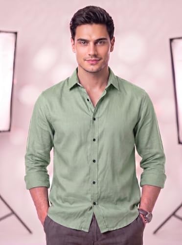 Image of Men's Cotton Blend Solid Casual Shirt Regular Fit Full Sleeve Shirt for Men Plain Formal & Casual Wear Collared Button Down Shirt