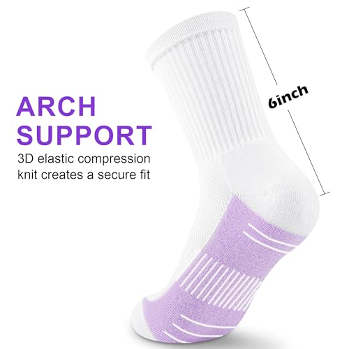 Image of Crew Socks Women Athletic Hiking Running Cushioned Compression Socks 3-5 Pairs