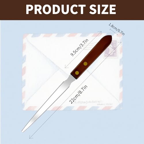 MCSDFN 2Pcs Letter Openers with Wood Handle, Stainless Steel Letter Opener Envelope Slitter Hand Mail Opener Tool Letter Knives for Office Home School Box Supplies