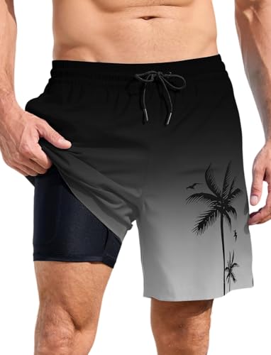 MARZXIN Badehose Herren 2 in 1 Badeshorts Schnelltrocknend Atmungsaktiv Schwimmhose Strandshorts Trainingsshorts mit Kom...