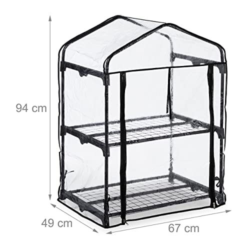 Serre de balcon 2 étagères bâche PVC transparent et acier 94x67x49 cm