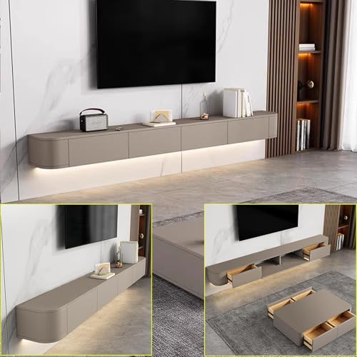 Meuble TV flottant pour cacher le désordre multimédia sous l'écran de salon 120cm