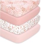 The Peanutshell 4-Pack Fitted Crib Sheet Set - Super Soft & Breathable Baby Girl Crib Sheets, Nursery Decor, Fit for Standard Mattress Cover- Whimsical Floral