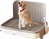 Hundetoilette mit Spritzschutz Hundetrainingstoilette mit Wandsäule Hunde WC Katzentoilette mit Herausnehmbarem Gitter weisser Wanne - Schnellreinigen, Lecksicher (Grau)