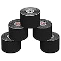 ALPIDEX 5 Rotoli Nastro Kinesiologico 5 m x 5,0 cm Tanti Colori E-Book Esempi Applicazione Tape Kinesiologico Muscolare Cerotto, Colore:nero