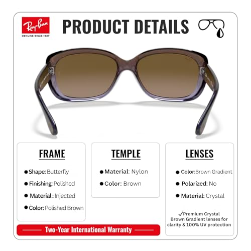 Image of Ray-Ban RB4101 JACKIE OHH Butterfly Shaped Sunglasses for Women with Official RAYBAN Eyewear Kit