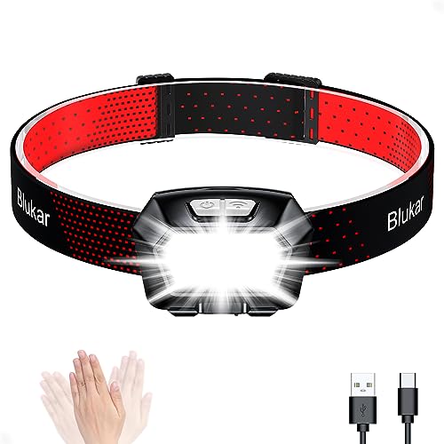 Blukar Head Torch Rechargeable, 2000L Super Bright Headlamp 
