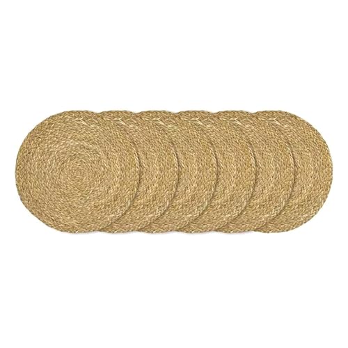 1. 6 x organische gewebte runde Untersetzer, 33 cm, hitzebeständig,...