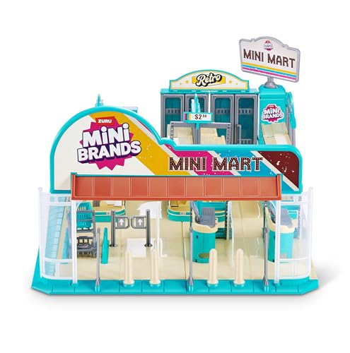 Mini Brands Retro Mini Mart with 5 Minis Amazon Exclusive Playset by ZURU Real Miniature Collectible Store for Kids Role Play and Display