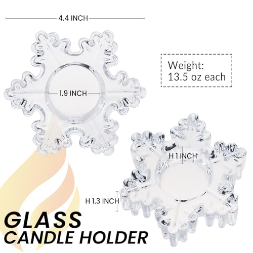 Snowflake Tealight Holders Set of 4 – Clear Glass Votive Candle Holders for Table Decor, Winter Wedding Centerpiece, Christmas Party Supplies - Image 4