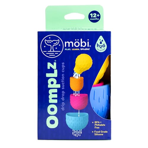 Mobi Oomplz Water Toys - Baby Stacking Cups for Toddlers, Bath Cups, Pool and Tub Toys, Water Play for Babies and Kids, Non Toxic Food Grade Silicone and BPA Free - for Toddlers Ages 1-3
