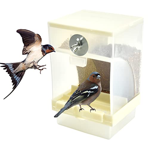Auptiz Comedero Exterior para Aves Transparente automático para pájaros uede Colgar Alta Capacidad Apto para terraza, balcón o jardín 16 x 10 x 9.5cm Cover