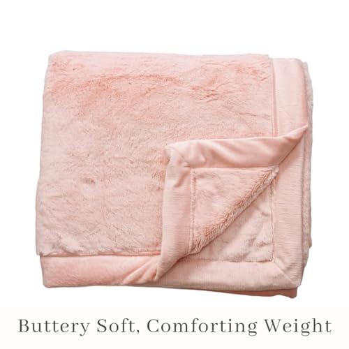SARANONI Oversized Luxury Blanket | Breathable Super Soft, Lush, Plush Comfy Blankets for Adults | Peach Blush - X-Large 60” x 80” - Thumbnail 2