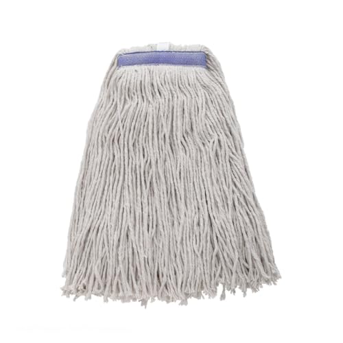 Soro Essentials- 24oz/600g Cut-End Wet Mop Head Replacement Economy Cotton-Poly Blend White Color- Commercial-Grade 4-Ply Yarn Mop Head with Narrow Band Wet Industrial Cleaning Mop Head Refill