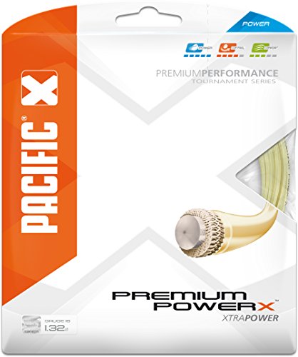 Pacific Premium Power X-12.20 - Cuerda para Raqueta de Tenis, Color Naturaleza, tamaño 1.32mm/16