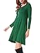 Costyleen Women's Casual Long Sleeve Loose Simple Flowy Swing T-Shirt Dress Green XL