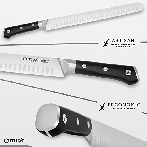 Cutluxe Slicing Carving Knife – 12" Brisket Knife, Razor Sharp Meat And Bbq Knife – High Carbon German Steel – Full Tang & Ergonomic Handle Design – Artisan Series #TOP3