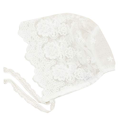 Nihao Baby Baptism Bonnet (F-White Simple Lace Bonnet, 0-3 Months)