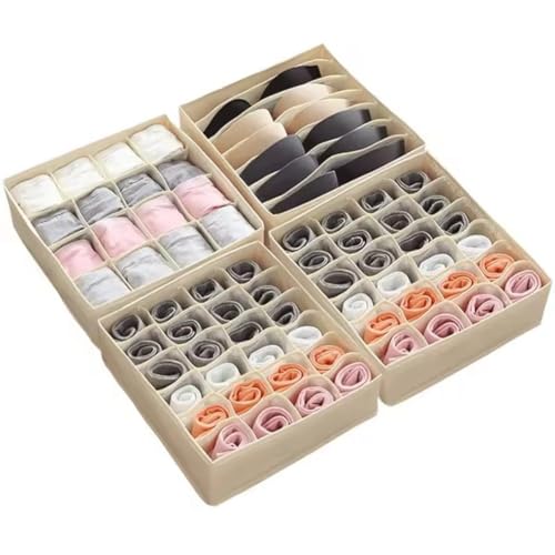 Harewtwy Organizador de Ropa Interior, Caja de Almacenamiento para Sujetadores, Bragas, Armario de Dormitorio, Organizador de Ropa, Cajón Plegable, Separador, Caja