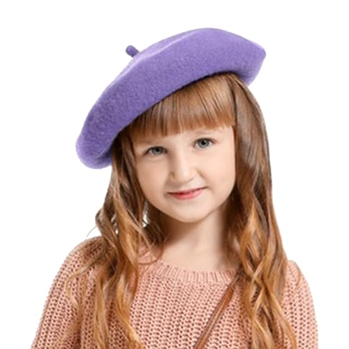 Winmany Toddler Girls Beret Hat Kids Solid Color French Beanie Cap Fall Winter Wool Artist Hat