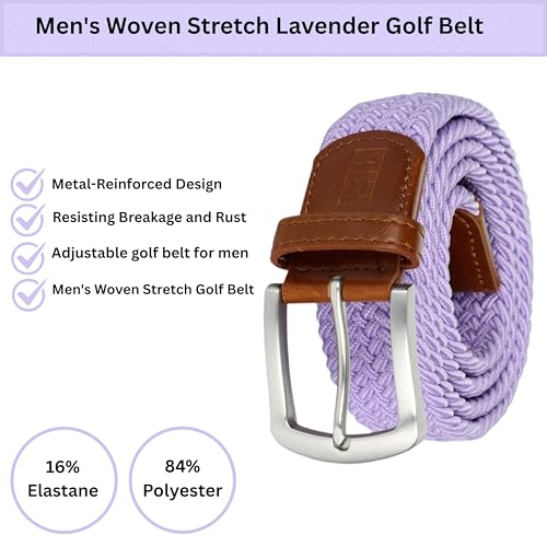 East/18 Perfect Fit Men's Woven Stretch Golf Belt with No-Hole Design | Metal-Reinforced Design, Resisting Breakage and Rust2