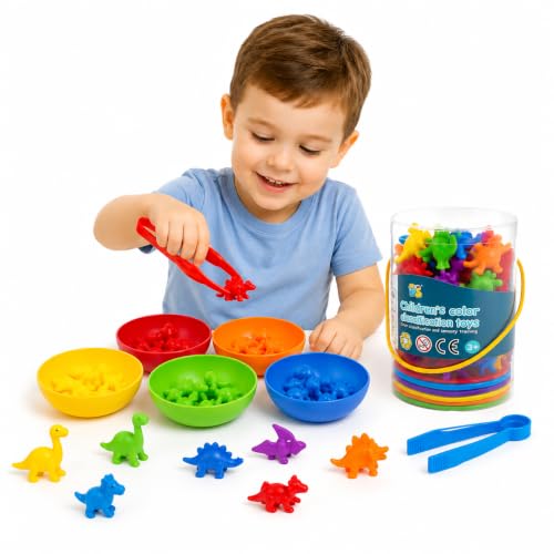 Brinquedo Educativo Montessori Classificação de Cores Infantil (Dinossauro)