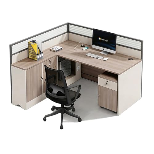 Bubinblau Office Cubicle Desk with Drawers, Left, 1 Person