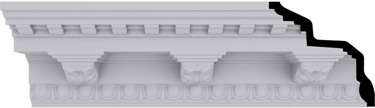 Endurathane Stockport Crown Moulding, 6 1/2"H x 6 1/2"P x 9 1/4"F x 94 1/2"L, Factory Primed