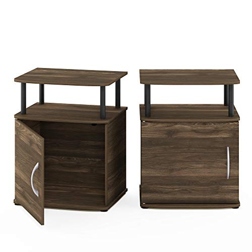 Image of Furinno Jaya 2-Tier Side Table Set of 2, with Open Shelf, Columbia Walnut