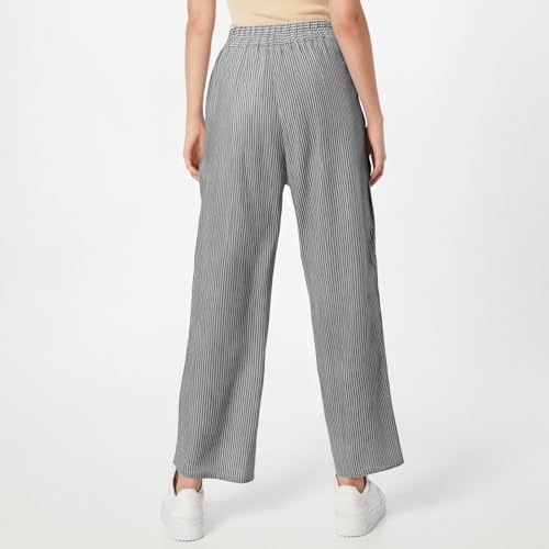 Striped Linen Pants Women Casual high Waisted Wide Leg Cropped Pants with Pockets Lightweight Summer Palazzo Pant4