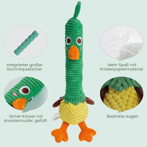Nocciola Unzerstörbares Ente-Hundespielzeug: Niedliches Quietschspielzeug mit Langlebigen Gummi-Quietscher, Ente-Kauspielzeug für Welpen, Kleine bis Große Hunde