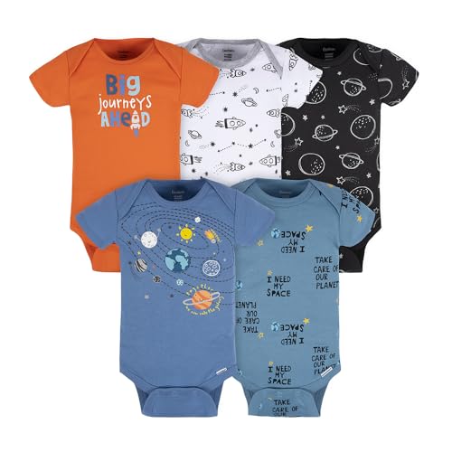 Image of Gerber Unisex Baby 5-Pack Short Sleeve Variety Onesies Bodysuits