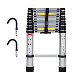✅[Teleskopisches Design]: diese teleskopische Leiter kann bis zu 2.6M erreichen, gefaltetes Format: 75*47*9cm, ausgeklapptes Format: 260*47*9cm, die ausziehbare Leiter hat eine Stufe, der Stufenabstand ist 1ft (30cm), Gewicht 7.6KG, Sie können Ihre anwendbare Höhe entsprechend Ihren Notwendigkeiten justieren, sehr passend für Innen- und Außenanwendungen.