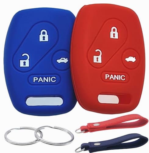 Protection de clé en silicone bleu rouge pour Honda Civic et Accord 2003