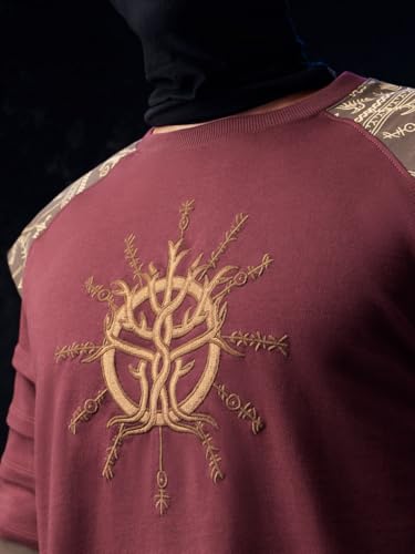 Image of The Souled Store Vikings: Longship Men and Boys Short Sleeve Rpund Neck Brown Embroidered Cotton Oversized Lightweight Breathable Drop Shoulder Streetwear T-Shirts