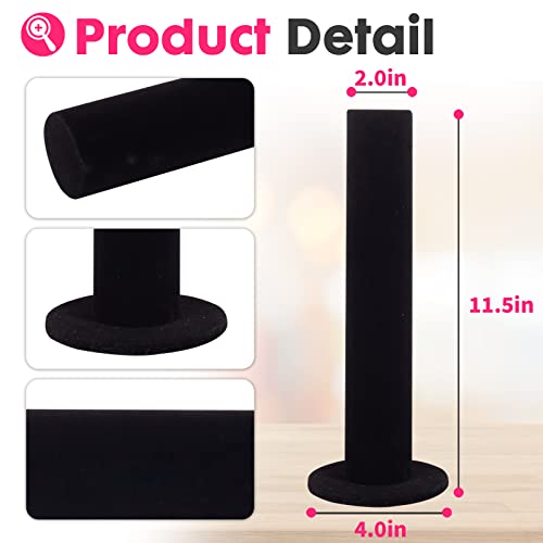 powerking Samt-Schmuckständer für Armbanduhren, 2 Stück, Haarband, vertikaler Turm, Armreif, Haargummi, T-Halterung, Schrank-Organizer für Damen, Zuhause (schwarz)