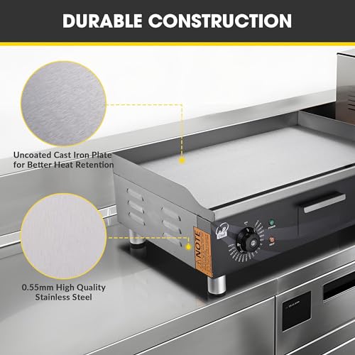 Yescom 26ECG002-24IN-SS-1 Wechef 24 Inch Commercial Griddle 3500W Electric Countertop Griddle Non-Stick Flat Stainless Steel Adjustable Restaurant Grill Temperature Control 120°F-575°F thumb #5