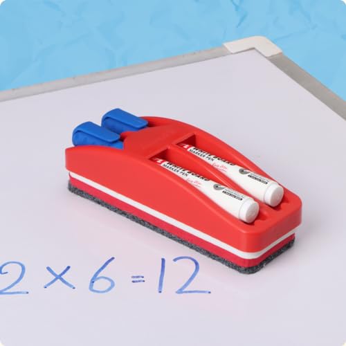Image of Luxor Magnetic Whiteboard Duster - Ergonomically Designed, Vibrant Red, Sturdy & Lightweight with Premium Felt Cleaning Surface - Ideal for Teachers and Home Use, Guarantees Clean Erasure