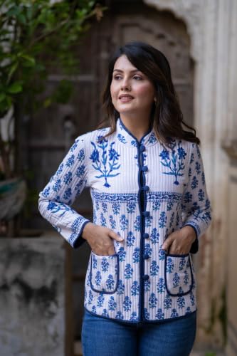 Image of Reversible Jacket for Women | Double Sided Quilted Jacket | Reversible Winter Jacket for Women | Stylish Ethnic Printed Jacket | Warm & Comfortable Casual Outerwear